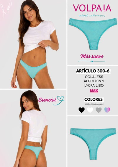 Colaless Alg y lycra lisa MAX Volpaia 300-6 - Pack x 3
