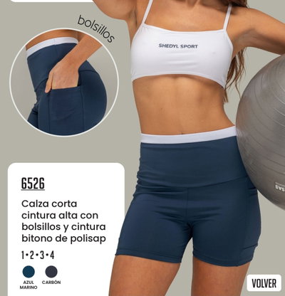 CALZA CORTA C/BOLSILLOS Y CINTURA BITONO SHEDYL 6526