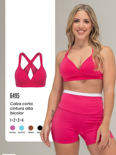 CALZA CORTA CINTURA ALTA BICOLOR MOZIONE 6495