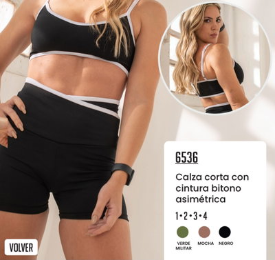 CALZA CORTA CINTURA BITONO ASIMETRICA MOZIONE 6536