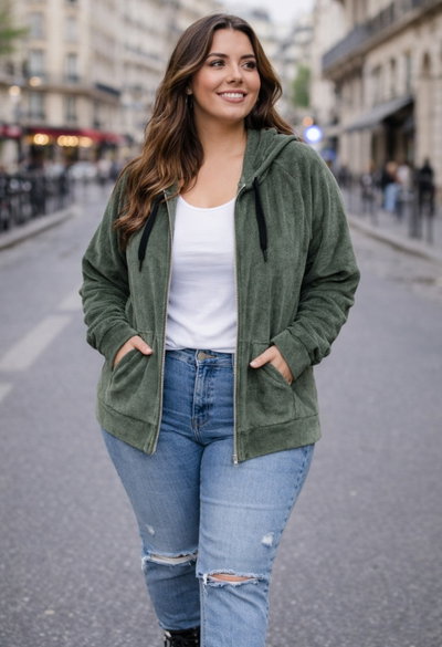 Campera Plush jaspeada 