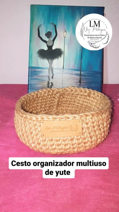 Cesto organizador de yute