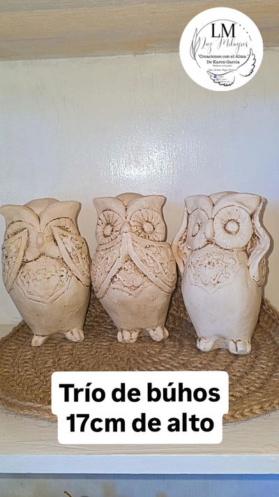 Trío de búhos 17cm de alto