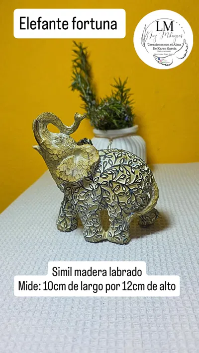Elefante de la fortuna simil madera labrado 