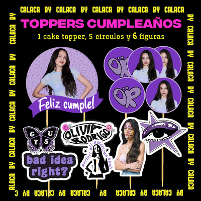 Toppers para cumpleaños Olivia Rodrigo
