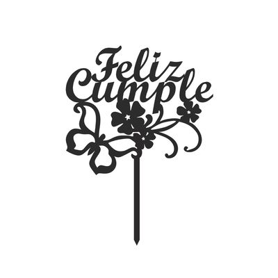 Topper Feliz Cumple Flores STL