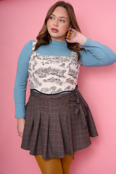 Falda Suki Cuadros Marron