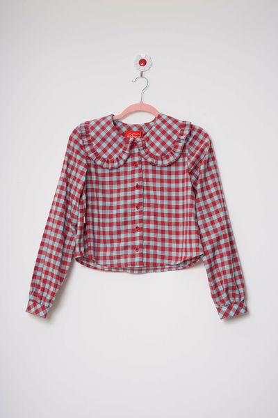 Camisa Wendy cuadrille Roja y Celeste