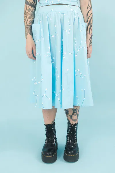 Falda midi constelacion Celeste (L-XL)