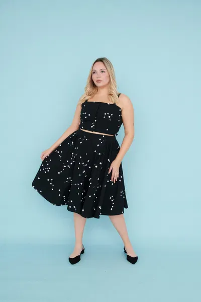Falda midi constelacion tusor Negro (S-XL)