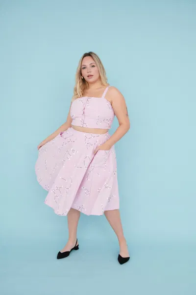 Falda midi constelacion tusor Rosa (M-XXL)