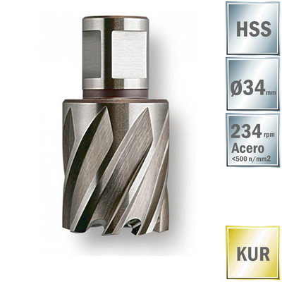 	FRESA HSS CORTA 30 034MM KUR WELDON19