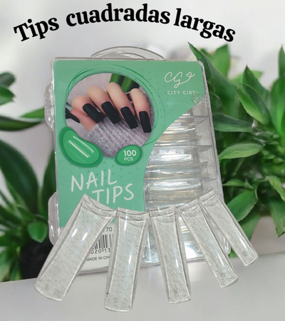 Tips cuadradas largas x 100 city girl 