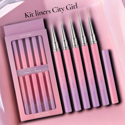 Kit Pinceles Nail Art city girl diferentes Medidas 