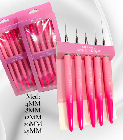Kit Pinceles Nail Art city Girl diferentes medidas c/tapa