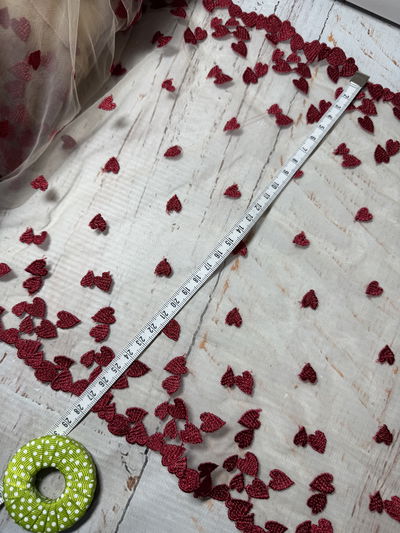 Tul bordado 28cm corazones