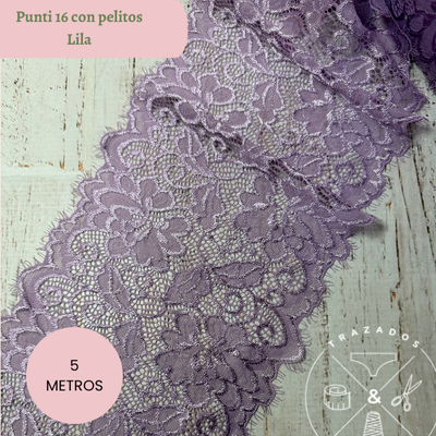 Puntilla elastizada 16 - 18cm Pelitos Lila - 5 metros