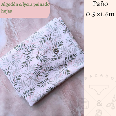 Algodón c/lycra peinado hojas 50cm