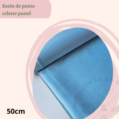 Satén de punto celeste pastel