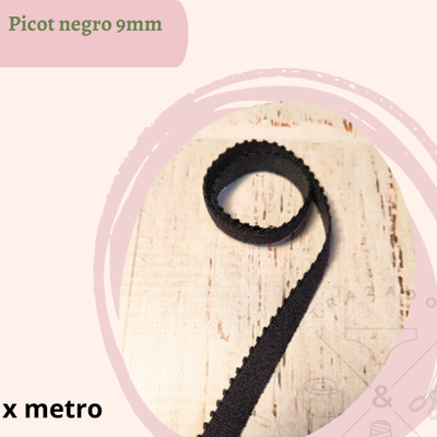 Picot negro 9mm x 5 metros