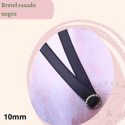 Bretel brillo/felpa negro10mm x 5 metros
