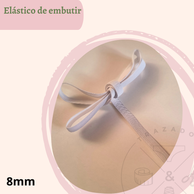 Elástico de embutir 8mm blanco x 5 metros