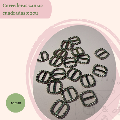 Correderas Zamac cuadradas 10mm x 100u