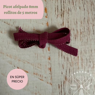 Elástico picot afelpado 8mm bordó