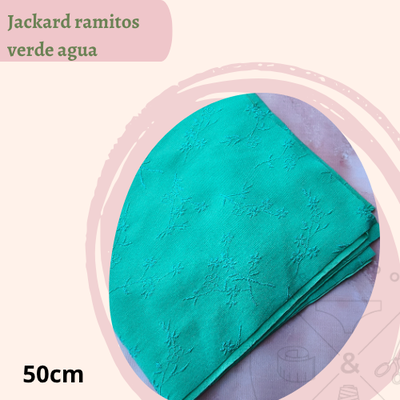 Jackard ramitos verde agua 50cm