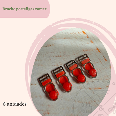 Broches de portaligas zamac x 8u rojo