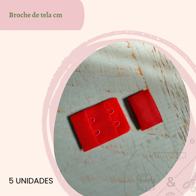 Broche de tela 3cm rojo x 5u