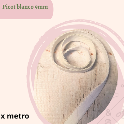 Picot blanco 9mm x 5 metros