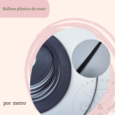 Ballena francesa negra x metro 6mm