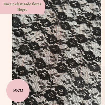 Encaje elastizado negro 50cm