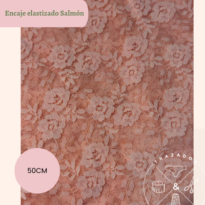 Encaje elastizado 50cm Salmón