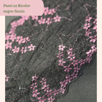 Punti 22 Bicolor negro fucsia 5 METROS