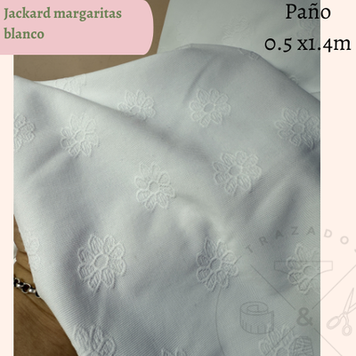 Jackard margaritas blanco 50cm