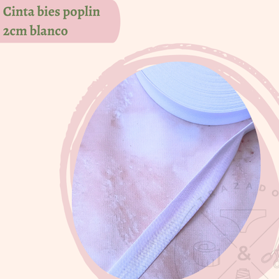 Cinta bies poplin 2cm x 5 metros blanco