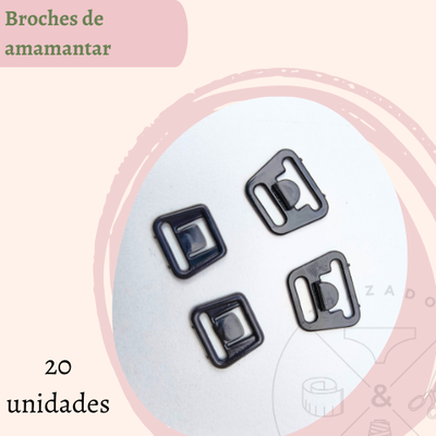 Broches de amamantar 20u negro
