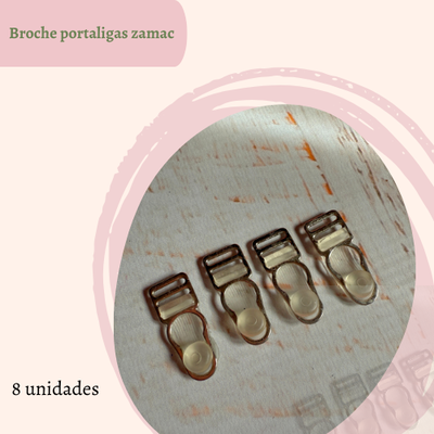 Broches de portaligas zamac x 8u transparentes