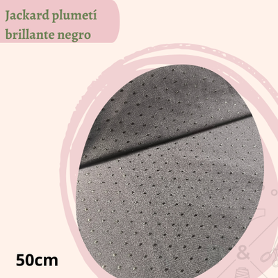 Jackard plumetí brillante negro 50cm