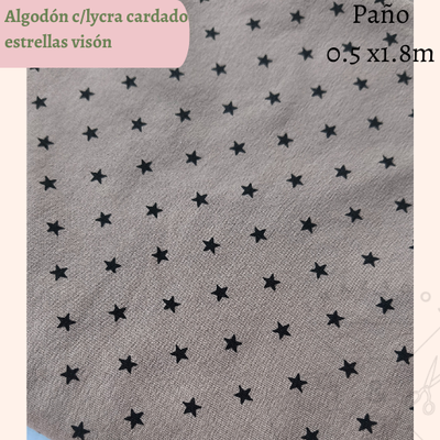Algodón c/lycra estampado estrellitas visón 50cm
