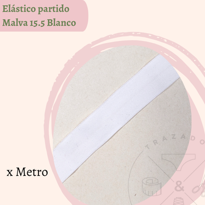 Elástico partido Malva Blanco x 5 metros