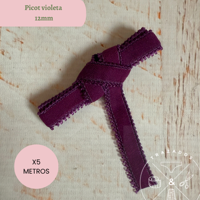 Elástico picot afelpado 12mm violeta