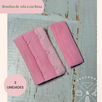 Broche de tela 6cm x 3u rosa