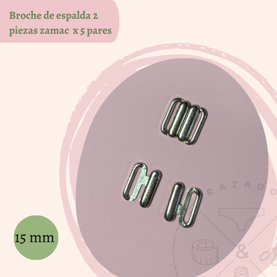 Broche de 2 piezas zamac 15mm 5 pares