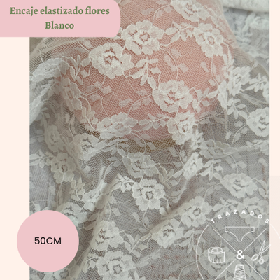 Encaje elastizado 50cm blanco