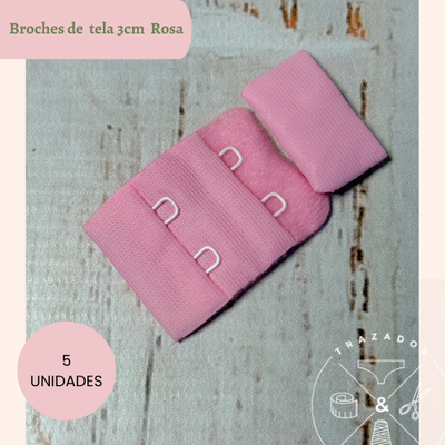 Broche de tela 3cm x 5u Rosa Intenso