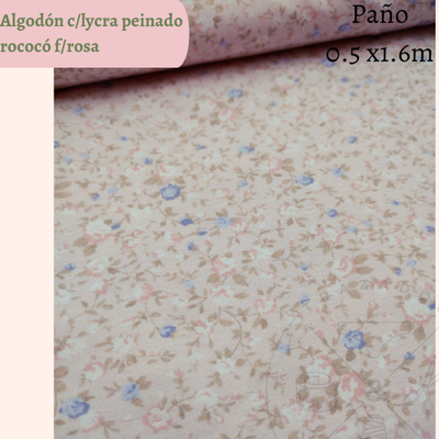 Algodón c/lycra peinado rococó fondo rosa 50cm
