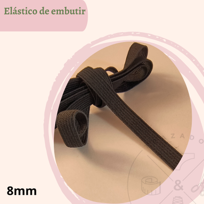 Elástico de embutir 8mm negro x 5 metros